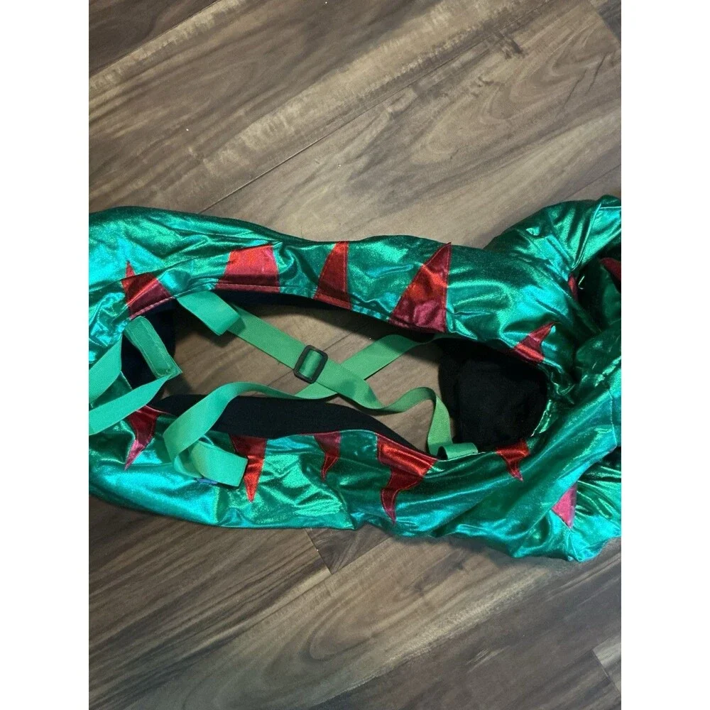 Place & Time Child's Halloween Costume Shiny Green Red Dinosaur Suspenders OSFM